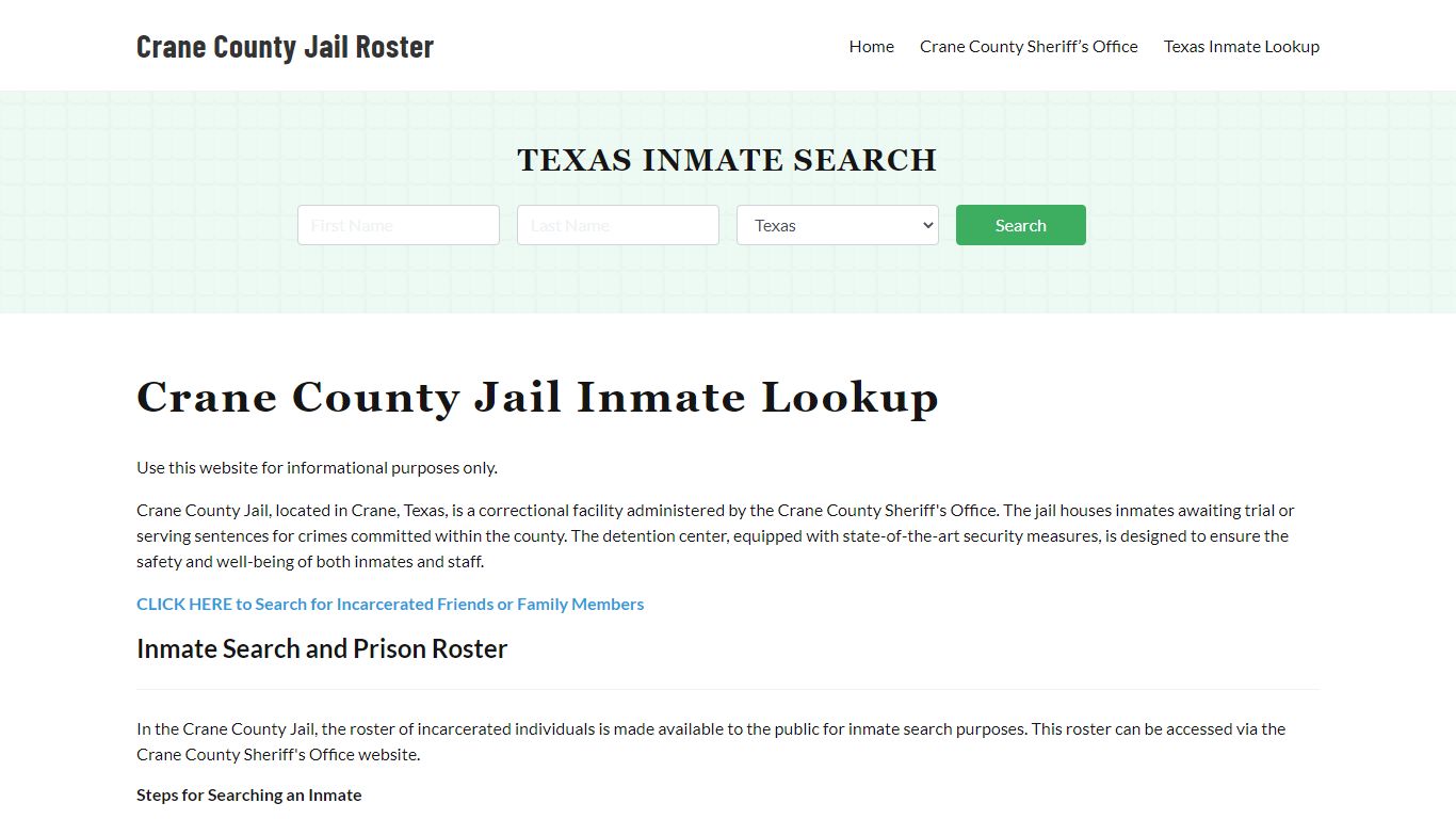 Crane County Jail Roster Lookup, TX, Inmate Search