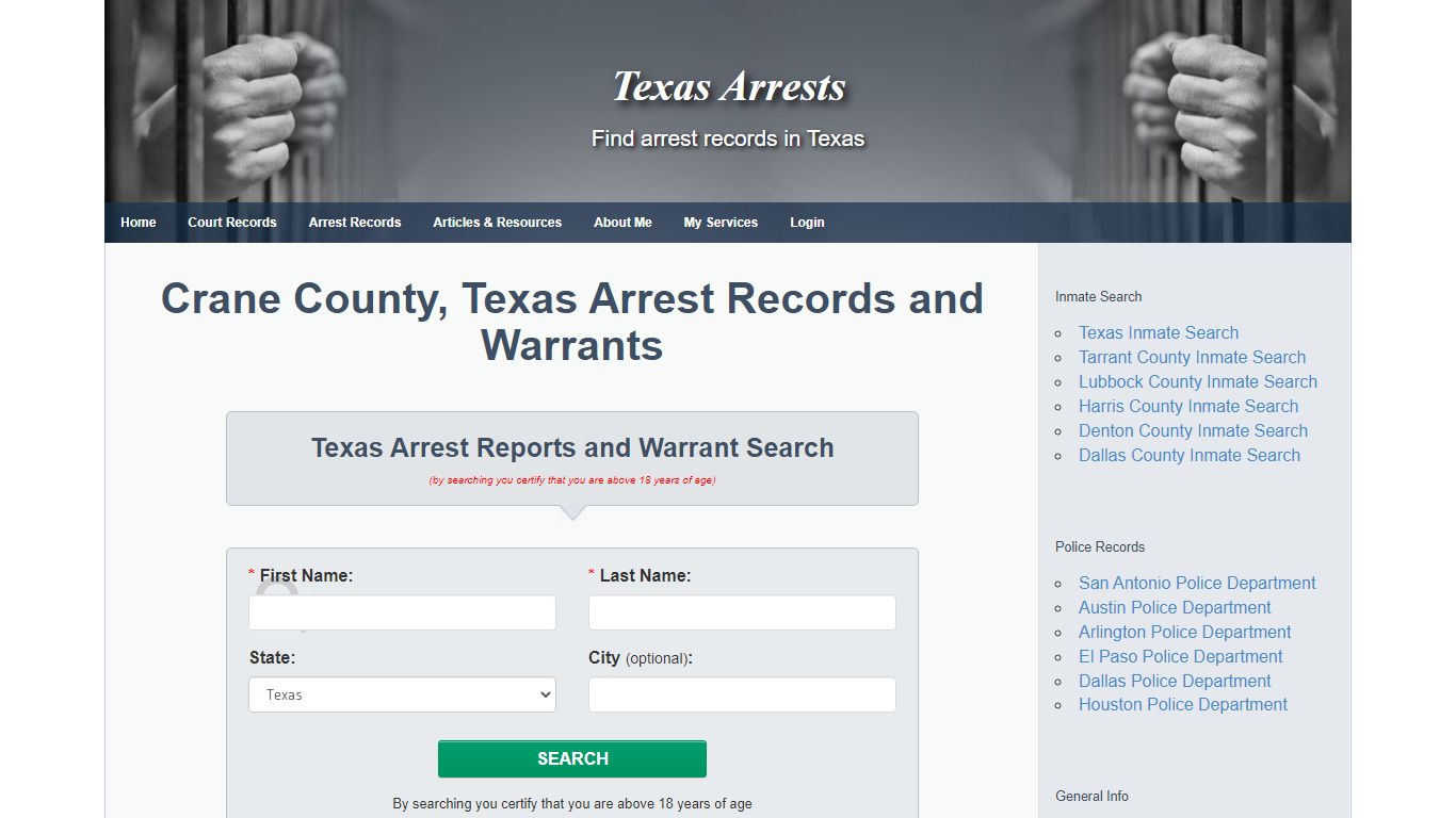 Crane County, Texas Arrest Records and Warrants