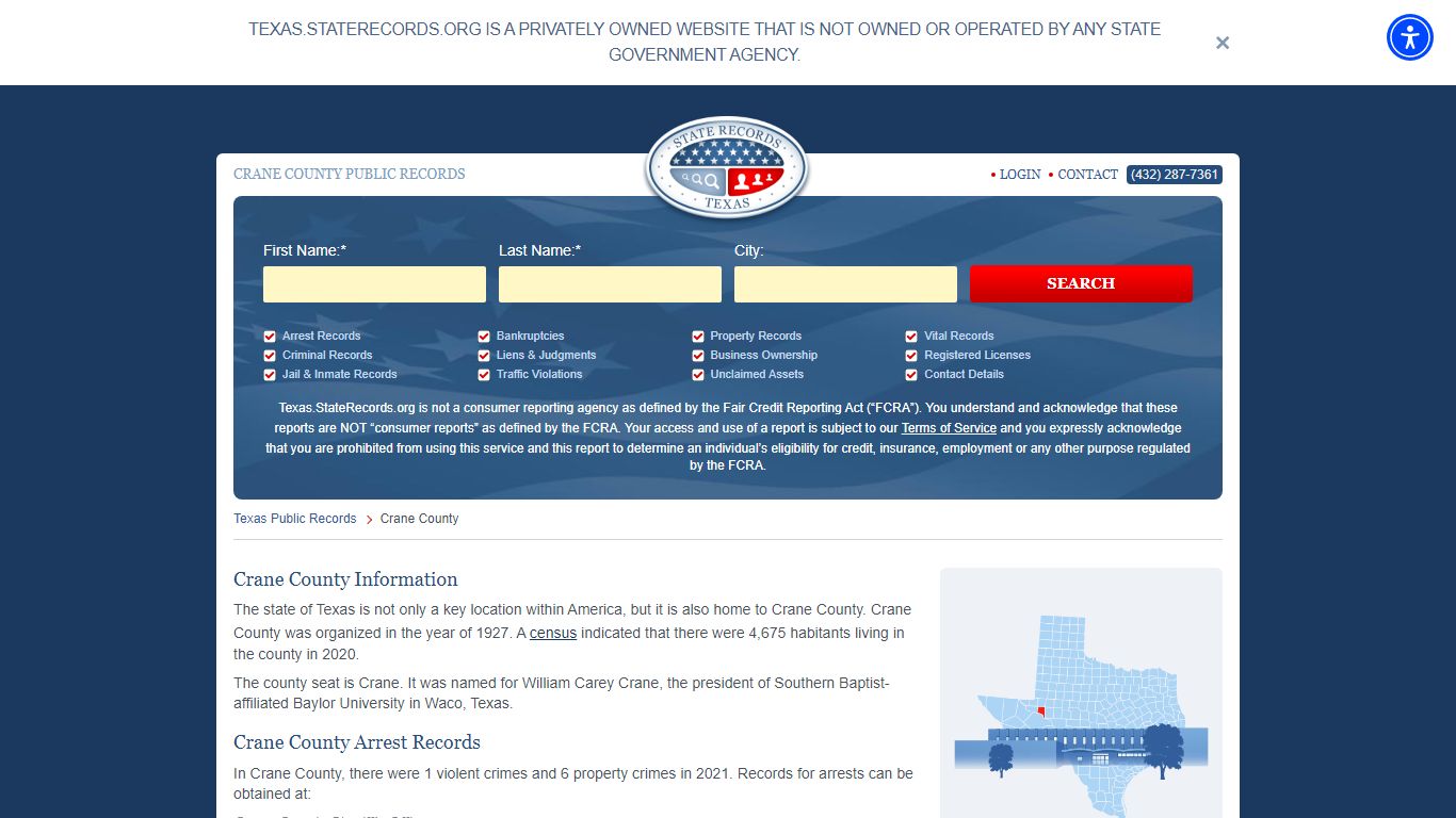 Crane County Arrest, Court, and Public Records - StateRecords.org